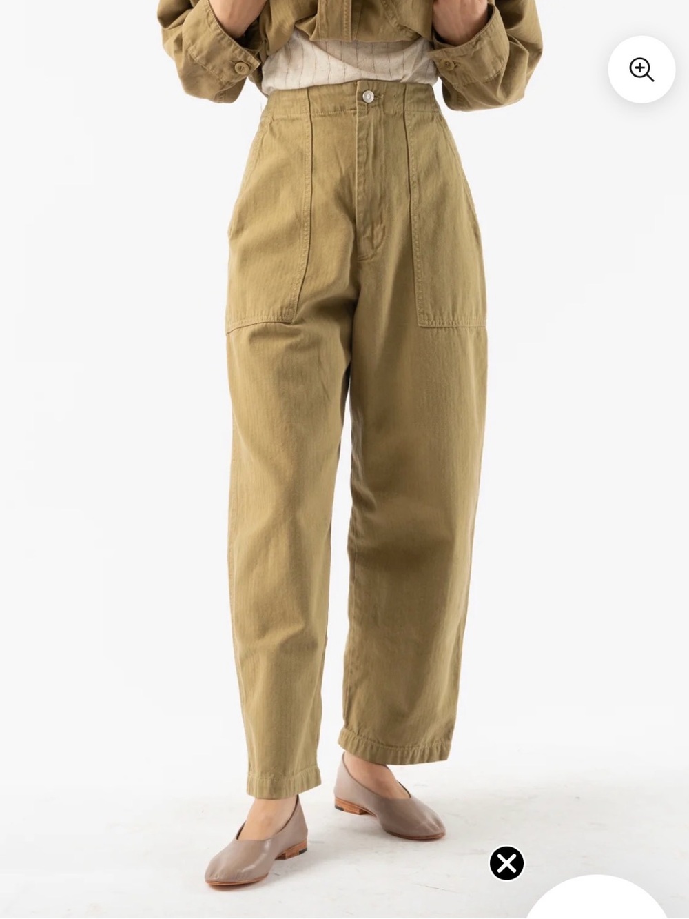 High-Waist Utility Trousers in Khaki